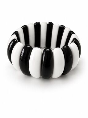 Vintage Style Black & White Stretch Bracelet – Bold Mod Statement